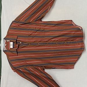 80s Striped Button Down Collar Shirt Womens M